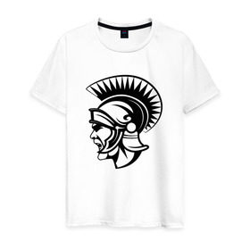 Мужская футболка хлопок с принтом Римский воин , 100% хлопок | прямой крой, круглый вырез горловины, длина до линии бедер, слегка спущенное плечо. | Тематика изображения на принте: rome | воин | война | история | римский воинрим | солдат | шлем