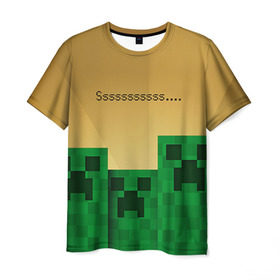 Мужская футболка 3D с принтом Minecraft , 100% полиэфир | прямой крой, круглый вырез горловины, длина до линии бедер | Тематика изображения на принте: крипер