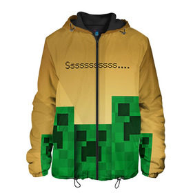 Мужская куртка 3D с принтом Minecraft , ткань верха — 100% полиэстер, подклад — флис | прямой крой, подол и капюшон оформлены резинкой с фиксаторами, два кармана без застежек по бокам, один большой потайной карман на груди. Карман на груди застегивается на липучку | крипер