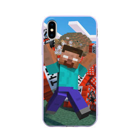 Чехол для Apple iPhone X силиконовый матовый с принтом Minecraft , Силикон | Печать на задней стороне чехла, без боковой панели | крипер