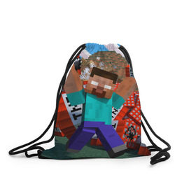 Рюкзак-мешок 3D с принтом Minecraft , 100% полиэстер | плотность ткани — 200 г/м2, размер — 35 х 45 см; лямки — толстые шнурки, застежка на шнуровке, без карманов и подкладки | крипер