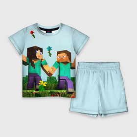 Детский костюм с шортами 3D с принтом Minecraft ,  |  | Тематика изображения на принте: крипер