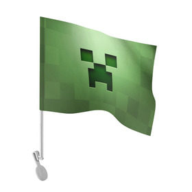 Флаг для автомобиля с принтом Minecraft , 100% полиэстер | Размер: 30*21 см | крипер