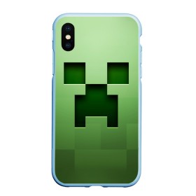 Чехол для iPhone XS Max матовый с принтом Minecraft , Силикон | Область печати: задняя сторона чехла, без боковых панелей | крипер