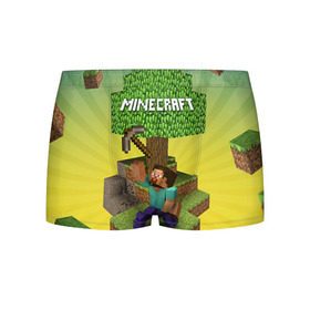 Мужские трусы 3D с принтом Minecraft , 50% хлопок, 50% полиэстер | классическая посадка, на поясе мягкая тканевая резинка | крипер