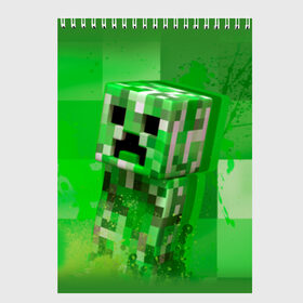 Скетчбук с принтом Minecraft , 100% бумага
 | 48 листов, плотность листов — 100 г/м2, плотность картонной обложки — 250 г/м2. Листы скреплены сверху удобной пружинной спиралью | крипер