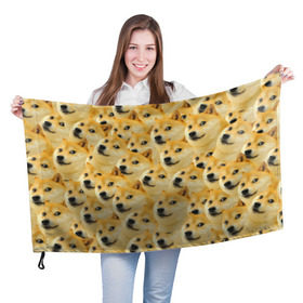Флаг 3D с принтом Doge , 100% полиэстер | плотность ткани — 95 г/м2, размер — 67 х 109 см. Принт наносится с одной стороны | doge