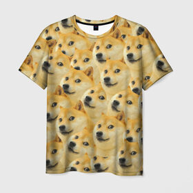 Мужская футболка 3D с принтом Doge , 100% полиэфир | прямой крой, круглый вырез горловины, длина до линии бедер | doge