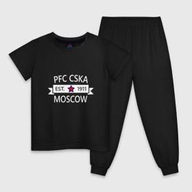 Детская пижама хлопок с принтом ЦСКА Москва 1911 , 100% хлопок |  брюки и футболка прямого кроя, без карманов, на брюках мягкая резинка на поясе и по низу штанин
 | цска