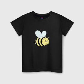 Детская футболка хлопок с принтом Пчёлка , 100% хлопок | круглый вырез горловины, полуприлегающий силуэт, длина до линии бедер | Тематика изображения на принте: cute | добрая пчёлка :)пчела | животные | мёд | милая | мило | насекомые | пчёлка