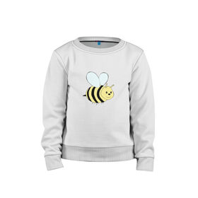 Детский свитшот хлопок с принтом Пчёлка , 100% хлопок | круглый вырез горловины, эластичные манжеты, пояс и воротник | Тематика изображения на принте: cute | добрая пчёлка :)пчела | животные | мёд | милая | мило | насекомые | пчёлка