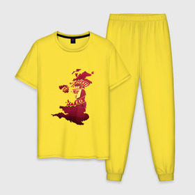 Мужская пижама хлопок с принтом Манчестер Юнайтед , 100% хлопок | брюки и футболка прямого кроя, без карманов, на брюках мягкая резинка на поясе и по низу штанин
 | manchester_united | манчестер_юнайтед | мю на карте англии | футбол