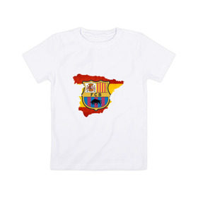 Детская футболка хлопок с принтом Барселона , 100% хлопок | круглый вырез горловины, полуприлегающий силуэт, длина до линии бедер | 