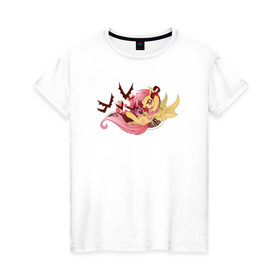Женская футболка хлопок с принтом Flutter Rock Redux , 100% хлопок | прямой крой, круглый вырез горловины, длина до линии бедер, слегка спущенное плечо | flutterbat | mlp | mylittlepony