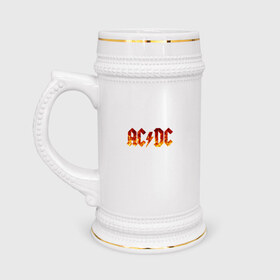 Кружка пивная с принтом AC/DC ,  керамика (Материал выдерживает высокую температуру, стоит избегать резкого перепада температур) |  объем 630 мл | ас dcac dc | рок