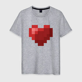 Мужская футболка хлопок с принтом Heart , 100% хлопок | прямой крой, круглый вырез горловины, длина до линии бедер, слегка спущенное плечо. | healthy | minecraft | любовь | майнкрафт