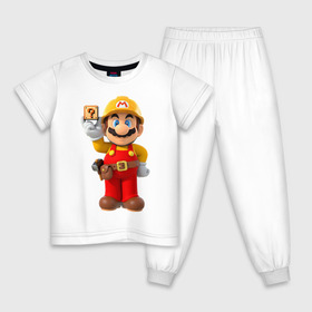 Детская пижама хлопок с принтом Super Mario , 100% хлопок |  брюки и футболка прямого кроя, без карманов, на брюках мягкая резинка на поясе и по низу штанин
 | nintendo | марио | нинтендо