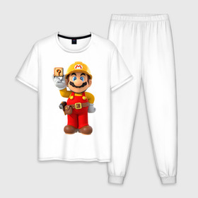 Мужская пижама хлопок с принтом Super Mario , 100% хлопок | брюки и футболка прямого кроя, без карманов, на брюках мягкая резинка на поясе и по низу штанин
 | nintendo | марио | нинтендо