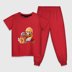 Детская пижама хлопок с принтом Super Mario , 100% хлопок |  брюки и футболка прямого кроя, без карманов, на брюках мягкая резинка на поясе и по низу штанин
 | Тематика изображения на принте: nintendo | марио | нинтендо