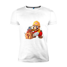 Мужская футболка премиум с принтом Super Mario , 92% хлопок, 8% лайкра | приталенный силуэт, круглый вырез ворота, длина до линии бедра, короткий рукав | nintendo | марио | нинтендо