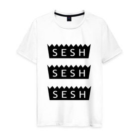Мужская футболка хлопок с принтом S.E.S.H , 100% хлопок | прямой крой, круглый вырез горловины, длина до линии бедер, слегка спущенное плечо. | sash | sesh | саш