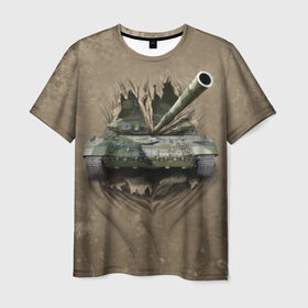 Мужская футболка 3D с принтом Танк , 100% полиэфир | прямой крой, круглый вырез горловины, длина до линии бедер | силовые структуры | танк