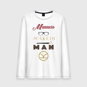 Мужской лонгслив хлопок с принтом Manners Maketh Man [Kingsman] , 100% хлопок |  | manners maketh man kingsman кингсмен