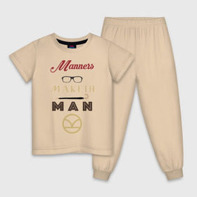 Детская пижама хлопок с принтом Manners Maketh Man [Kingsman] , 100% хлопок |  брюки и футболка прямого кроя, без карманов, на брюках мягкая резинка на поясе и по низу штанин
 | manners maketh man kingsman кингсмен
