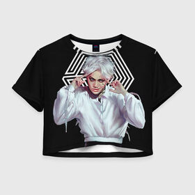 Женская футболка 3D укороченная с принтом Exo , 100% полиэстер | круглая горловина, длина футболки до линии талии, рукава с отворотами | k pop | kpop | ехо | кай | кей поп | корейская попса | корея | кпоп | экзо | эксо