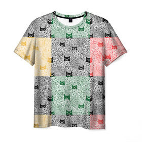 Мужская футболка 3D с принтом Котики , 100% полиэфир | прямой крой, круглый вырез горловины, длина до линии бедер | cat | hipster | meow | style | кот | котики | кошка | хипстер | хипстеры