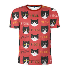 Мужская футболка 3D спортивная с принтом Meow , 100% полиэстер с улучшенными характеристиками | приталенный силуэт, круглая горловина, широкие плечи, сужается к линии бедра | cat | hipster | meow | style | кот | котики | кошка | хипстер | хипстеры