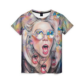 Женская футболка 3D с принтом Девушка , 100% полиэфир ( синтетическое хлопкоподобное полотно) | прямой крой, круглый вырез горловины, длина до линии бедер | girl | hipster | style | девушка | искусство | очки | хипстер | хипстеры