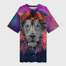 Платье-футболка 3D с принтом Космический лев ,  |  | hipster | leon | style | космос | лев | хипстер | хипстеры