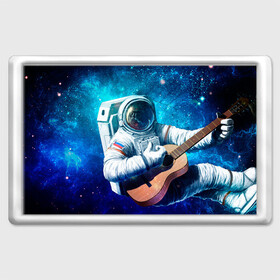Магнит 45*70 с принтом Космонавт с гитарой , Пластик | Размер: 78*52 мм; Размер печати: 70*45 | гитара