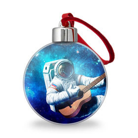 Ёлочный шар с принтом Космонавт с гитарой , Пластик | Диаметр: 77 мм | гитара