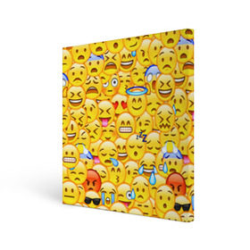 Холст квадратный с принтом Emoji , 100% ПВХ |  | emoji | смайлы | эмоджи
