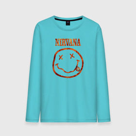 Мужской лонгслив хлопок с принтом Nirvana fire , 100% хлопок |  | cobain | kurt | nirvana | кобейн | курт | нирвана | рок
