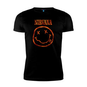 Мужская футболка премиум с принтом Nirvana fire , 92% хлопок, 8% лайкра | приталенный силуэт, круглый вырез ворота, длина до линии бедра, короткий рукав | cobain | kurt | nirvana | кобейн | курт | нирвана | рок