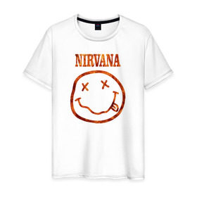 Мужская футболка хлопок с принтом Nirvana fire , 100% хлопок | прямой крой, круглый вырез горловины, длина до линии бедер, слегка спущенное плечо. | Тематика изображения на принте: cobain | kurt | nirvana | кобейн | курт | нирвана | рок