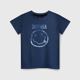 Детская футболка хлопок с принтом Nirvana sky , 100% хлопок | круглый вырез горловины, полуприлегающий силуэт, длина до линии бедер | Тематика изображения на принте: cobain | kurt | nirvana | кобейн | курт | нирвана