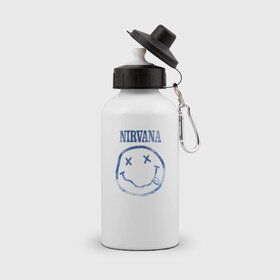 Бутылка спортивная с принтом Nirvana sky , металл | емкость — 500 мл, в комплекте две пластиковые крышки и карабин для крепления | cobain | kurt | nirvana | кобейн | курт | нирвана