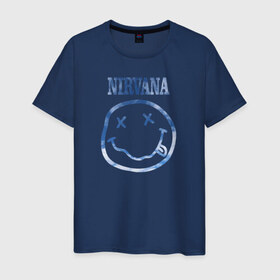 Мужская футболка хлопок с принтом Nirvana sky , 100% хлопок | прямой крой, круглый вырез горловины, длина до линии бедер, слегка спущенное плечо. | cobain | kurt | nirvana | кобейн | курт | нирвана