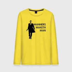 Мужской лонгслив хлопок с принтом Manners Maketh Man , 100% хлопок |  | manners maketh man kingsman кингсман
