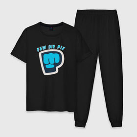 Мужская пижама хлопок с принтом Pew Die Pie , 100% хлопок | брюки и футболка прямого кроя, без карманов, на брюках мягкая резинка на поясе и по низу штанин
 | Тематика изображения на принте: die | pew | pewdiepie | pie