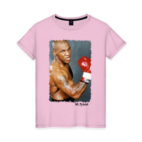 Женская футболка хлопок с принтом Майк Тайсон (Mike Tyson) , 100% хлопок | прямой крой, круглый вырез горловины, длина до линии бедер, слегка спущенное плечо | майк тайсон