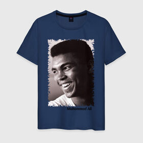 Мужская футболка хлопок с принтом Мухаммед Али (Muhammad Ali) , 100% хлопок | прямой крой, круглый вырез горловины, длина до линии бедер, слегка спущенное плечо. | мухаммед али