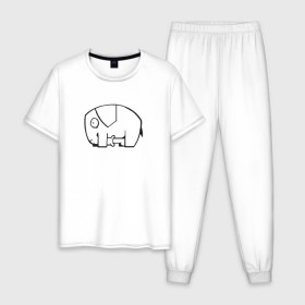 Мужская пижама хлопок с принтом самодостаточный слоник , 100% хлопок | брюки и футболка прямого кроя, без карманов, на брюках мягкая резинка на поясе и по низу штанин
 | слон