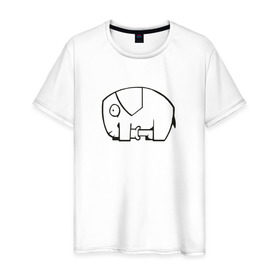Мужская футболка хлопок с принтом самодостаточный слоник , 100% хлопок | прямой крой, круглый вырез горловины, длина до линии бедер, слегка спущенное плечо. | слон
