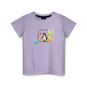 Детская футболка хлопок с принтом linux , 100% хлопок | круглый вырез горловины, полуприлегающий силуэт, длина до линии бедер | Тематика изображения на принте: linuxlinux