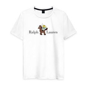 Мужская футболка хлопок с принтом Ralph Wiggum Lauren , 100% хлопок | прямой крой, круглый вырез горловины, длина до линии бедер, слегка спущенное плечо. | 